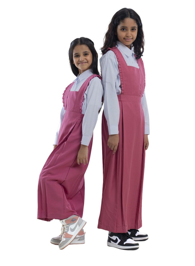 مريول لارا مريول وردي سادة فاتح بقصة الكشكش - Image 4