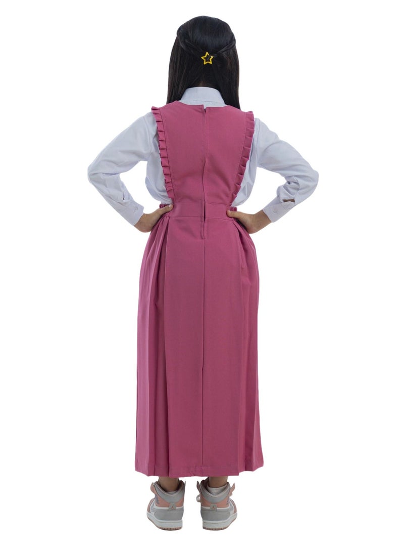 مريول لارا مريول وردي سادة فاتح بقصة الكشكش - Image 3