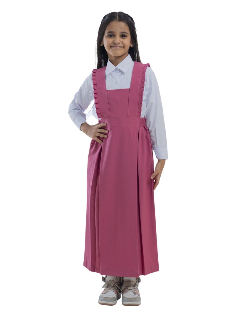 مريول لارا مريول وردي سادة فاتح بقصة الكشكش - Image 1