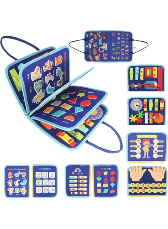 Montessori Toddler Montessori Toy, Sensory Board for 1-4 year olds, educational airplane and car travel toys, fine motor skills learning activities, birthday gifts for boys and girls (Blue) - Image 1