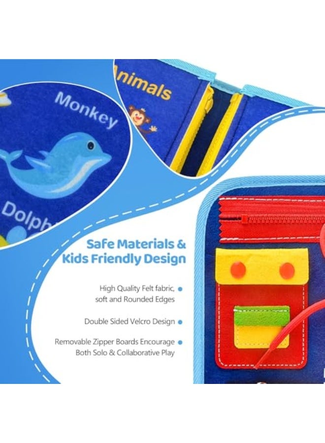 Montessori Toddler Montessori Toy, Sensory Board for 1-4 year olds, educational airplane and car travel toys, fine motor skills learning activities, birthday gifts for boys and girls (Blue) - Image 3