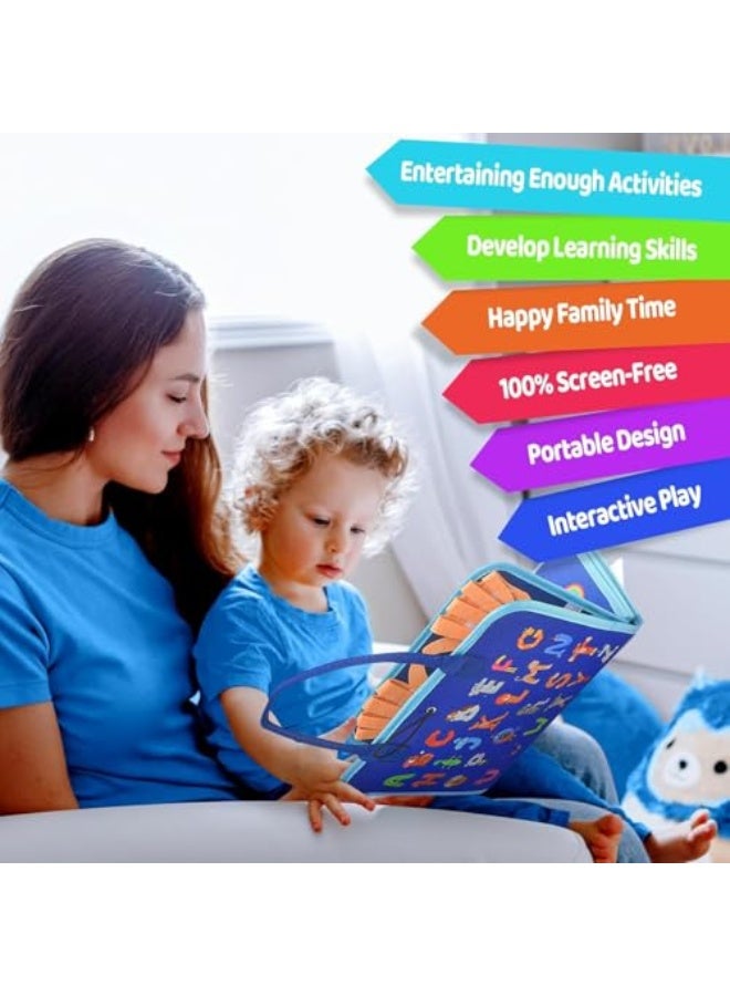 Montessori Toddler Montessori Toy, Sensory Board for 1-4 year olds, educational airplane and car travel toys, fine motor skills learning activities, birthday gifts for boys and girls (Blue) - Image 2