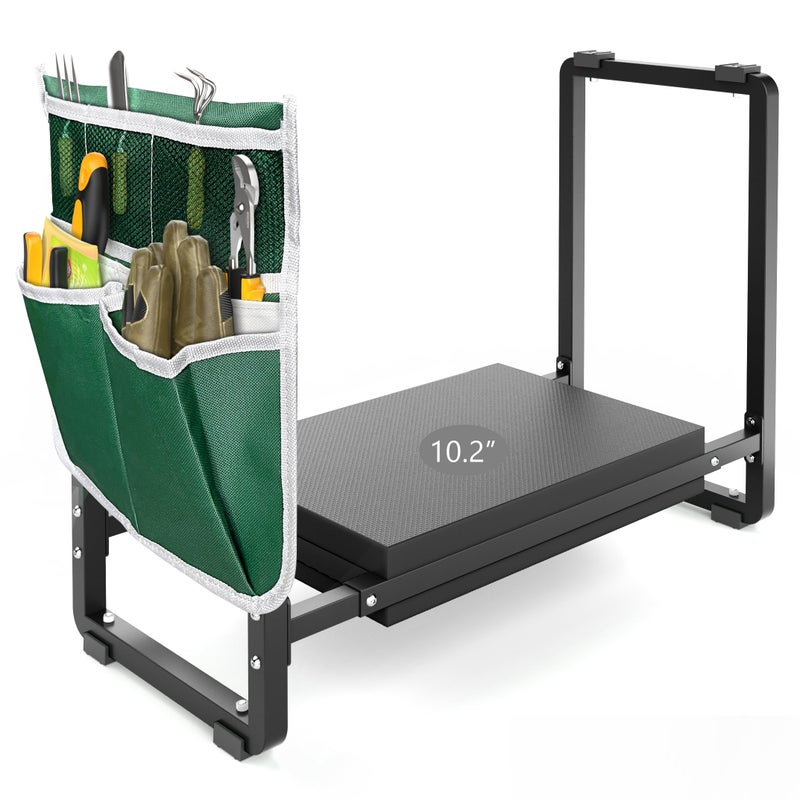 FLINTER Garden Kneeler and Seat, 10.2" Wider Heavy Duty Thick Gardening Bench for Kneeling and Seat - Multifunctional Kneeler Bench, Gardening Gifts for Women, Seniors Grandparents, Black - Image 1