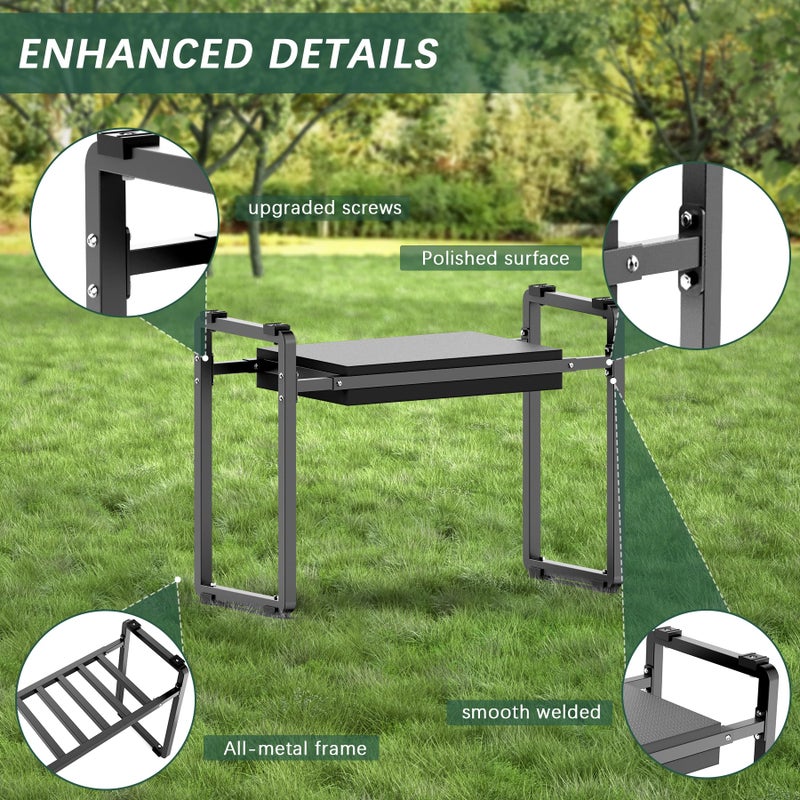 FLINTER Garden Kneeler and Seat, 10.2" Wider Heavy Duty Thick Gardening Bench for Kneeling and Seat - Multifunctional Kneeler Bench, Gardening Gifts for Women, Seniors Grandparents, Black - Image 4