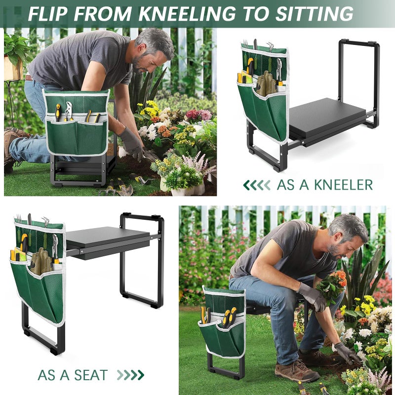 FLINTER Garden Kneeler and Seat, 10.2" Wider Heavy Duty Thick Gardening Bench for Kneeling and Seat - Multifunctional Kneeler Bench, Gardening Gifts for Women, Seniors Grandparents, Black - Image 5