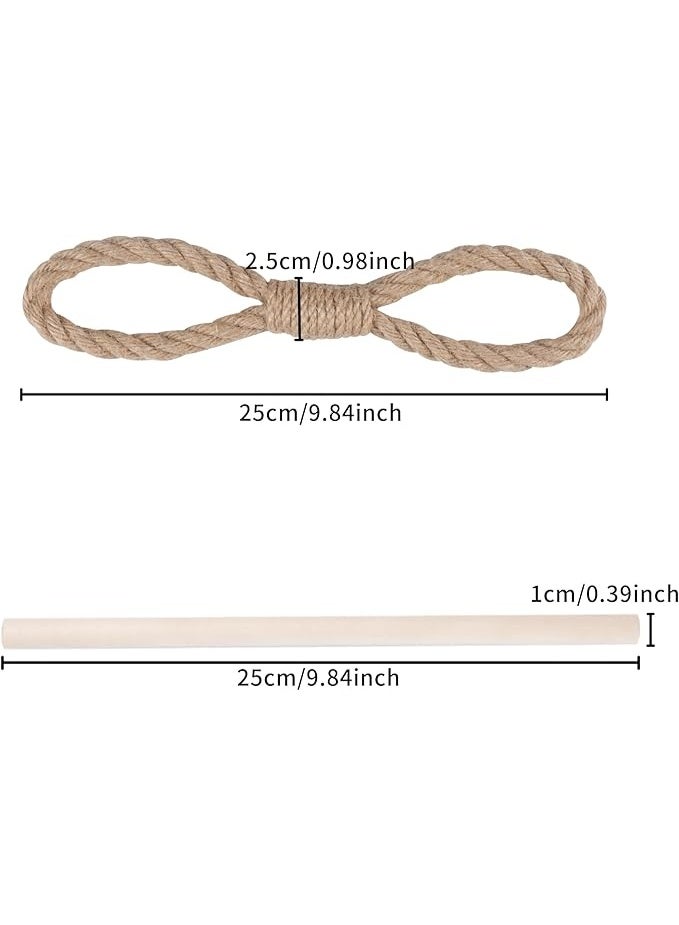 Antikiano 2 Pieces Farmhouse Curtain Tiebacks Curtain Holdbacks Handmade Curtain Tie Backs with Wood Club Hemp Rope Tie Backs Curtain Pull Backs Curtain Ties for Drapes (Jute Rope, 2) - Image 4