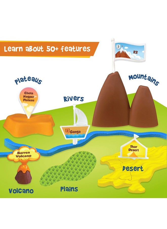 Imagimake - Imagimake Kid's Mapology - Physical Features of India Learn 50+ Geographical Features Like Mountains, Rivers, Plateaus Educational Toy and Learning Aid Puzzles for Age 5 Years+,Color Multi - Image 1