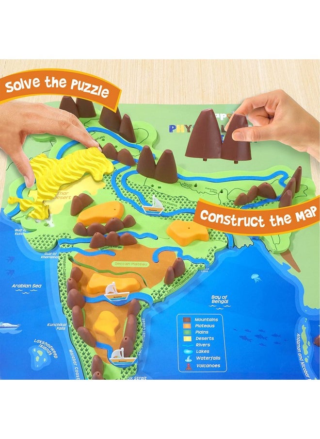Imagimake - Imagimake Kid's Mapology - Physical Features of India Learn 50+ Geographical Features Like Mountains, Rivers, Plateaus Educational Toy and Learning Aid Puzzles for Age 5 Years+,Color Multi - Image 1