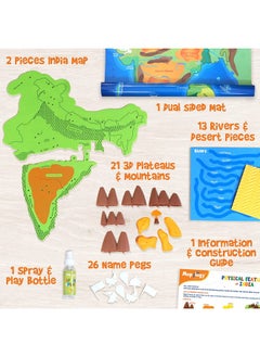 Imagimake Imagimake Kid's Mapology - Physical Features of India Learn 50+ Geographical Features Like Mountains, Rivers, Plateaus Educational Toy and Learning Aid Puzzles for Age 5 Years+,Color Multi  - Image 2