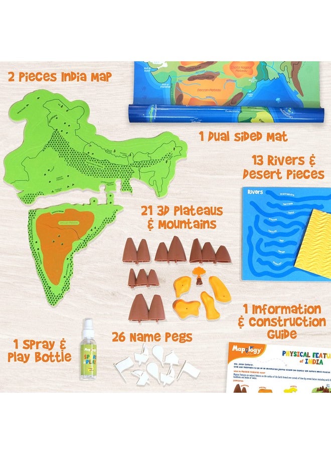 Imagimake - Imagimake Kid's Mapology - Physical Features of India Learn 50+ Geographical Features Like Mountains, Rivers, Plateaus Educational Toy and Learning Aid Puzzles for Age 5 Years+,Color Multi - Image 1