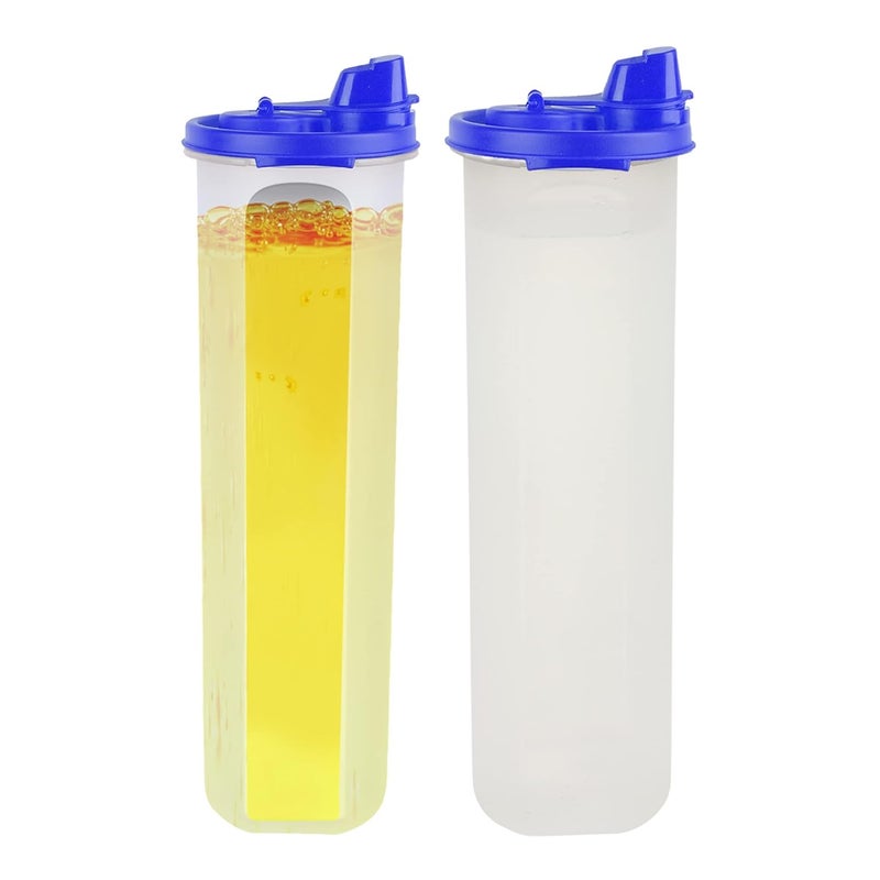 SIMPARTE AirTight Leak Proof Plastic Oil Pourer Sauces Olive Refined Oils Easy Flow BPA Free Refrigerator Safe Blue Set of 2 1100ml - Image 1
