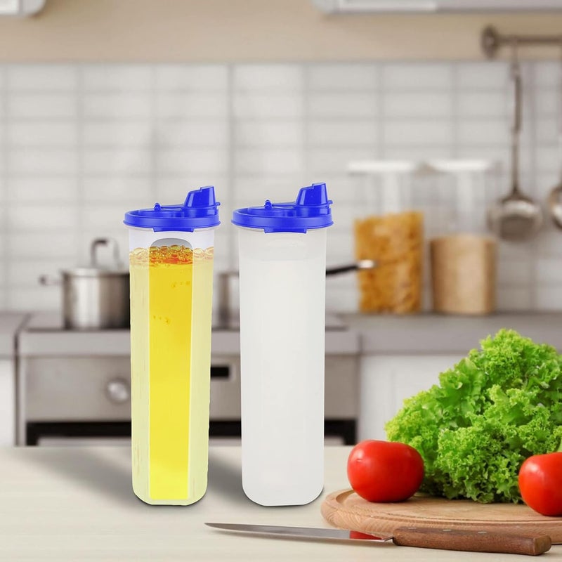 SIMPARTE AirTight Leak Proof Plastic Oil Pourer Sauces Olive Refined Oils Easy Flow BPA Free Refrigerator Safe Blue Set of 2 1100ml - Image 3