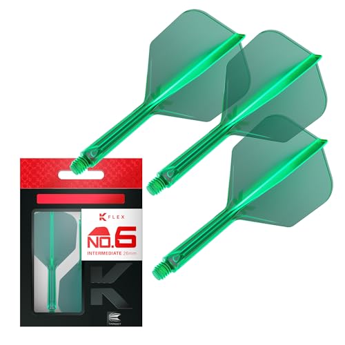 TARGET Darts K Flex Integrated Dart Flights and Shafts, No.6 Green (Intermediate) | Pack of 3 K-Flex - No6, Kflex All in One Moulded Dart Flight & Stem | Professional Dart Accessories - Image 1
