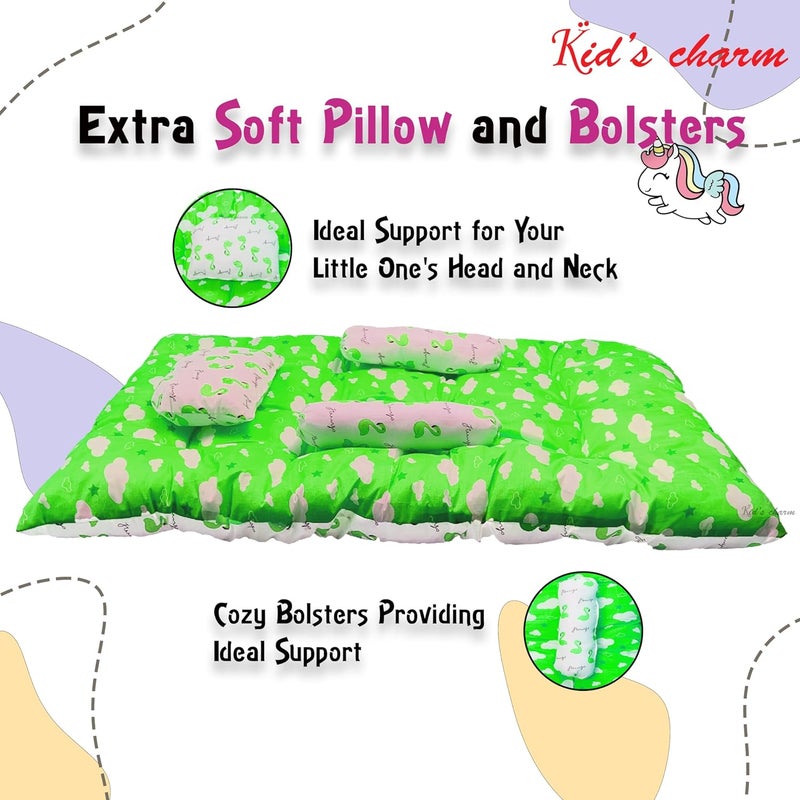 Kid's Charm Kids Charm Baby Sleeping CloudMega Portable 2 in 1 for 4 to 8 Months New Born Baby Baby Sleeping Bed Cotton PillowGreen - Image 3