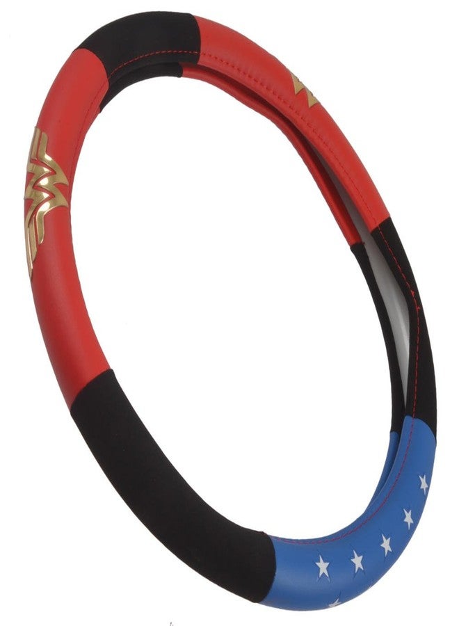 BDK Wonder Woman Steering Wheel Cover - Synthetic Leather - Stars & Gold Logo - Fits All Standard Size Wheel 15 Inch, Model Number: WBSW-1904 - Image 3