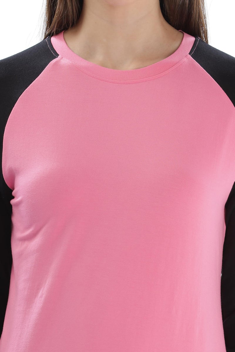 DOMIN8 Women's T Shirt with Contrast Color Raglan Full Sleeve - Image 2
