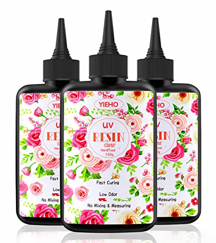 YIEHO 300g UV ResinUpgraded Hard Type Crystal Clear Epoxy Resin Up Premixed UV Cure for Craft Jewelry Making - Image 1