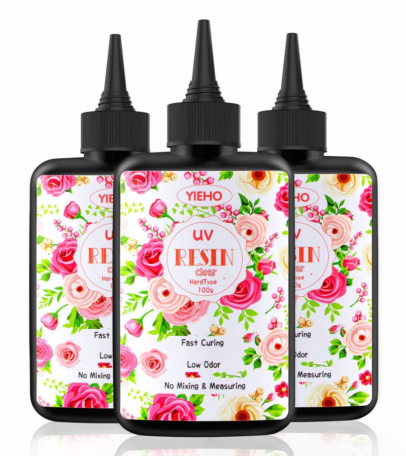 YIEHO 300g UV ResinUpgraded Hard Type Crystal Clear Epoxy Resin Up Premixed UV Cure for Craft Jewelry Making - Image 3