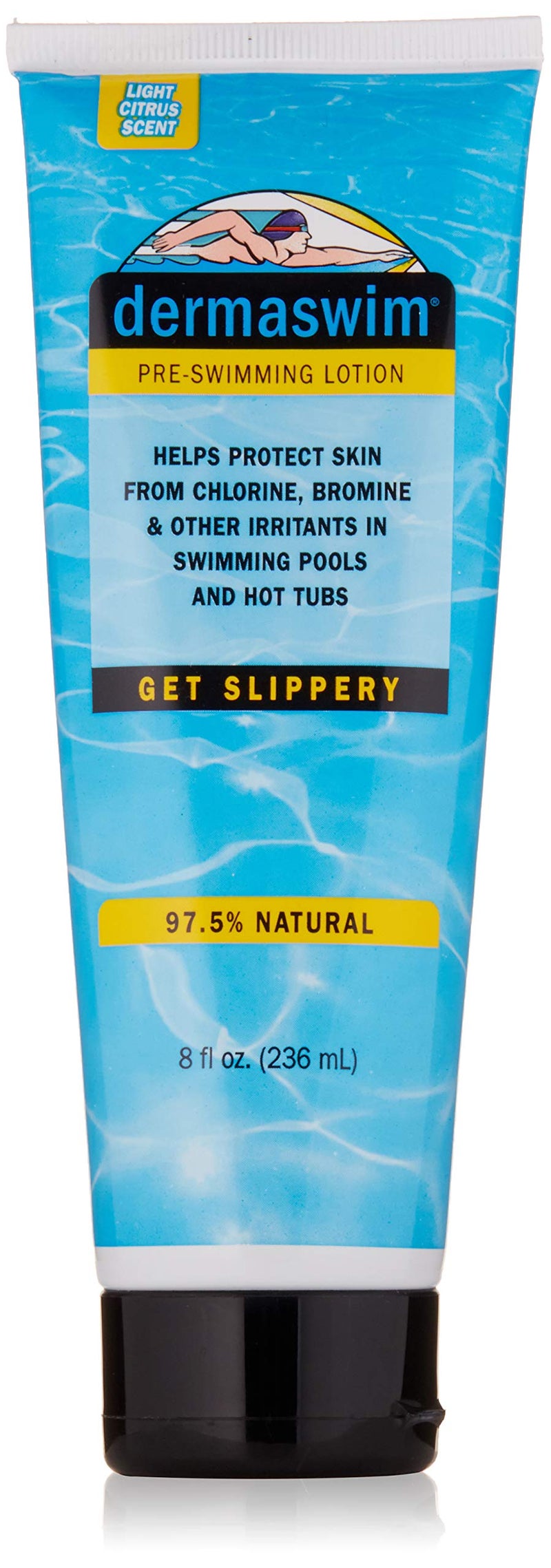 dermaswim DERMASWIM PreSwim Lotion for Chlorine Protection  8 fl oz  975 Natural  ParabenFree  VitaminEnriched with Aloe  Green Tea  Shields  Moisturizes Skin Before Swimming in Pools or Hot Tubs