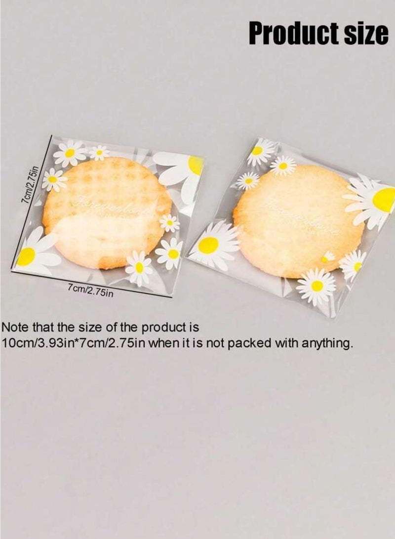 100Pcs Clear Cookie & Candy Bags with Daisy Print – Perfect for Cookies, Chocolates, Baked Goods, Party Favors and Gift Packaging - Image 5
