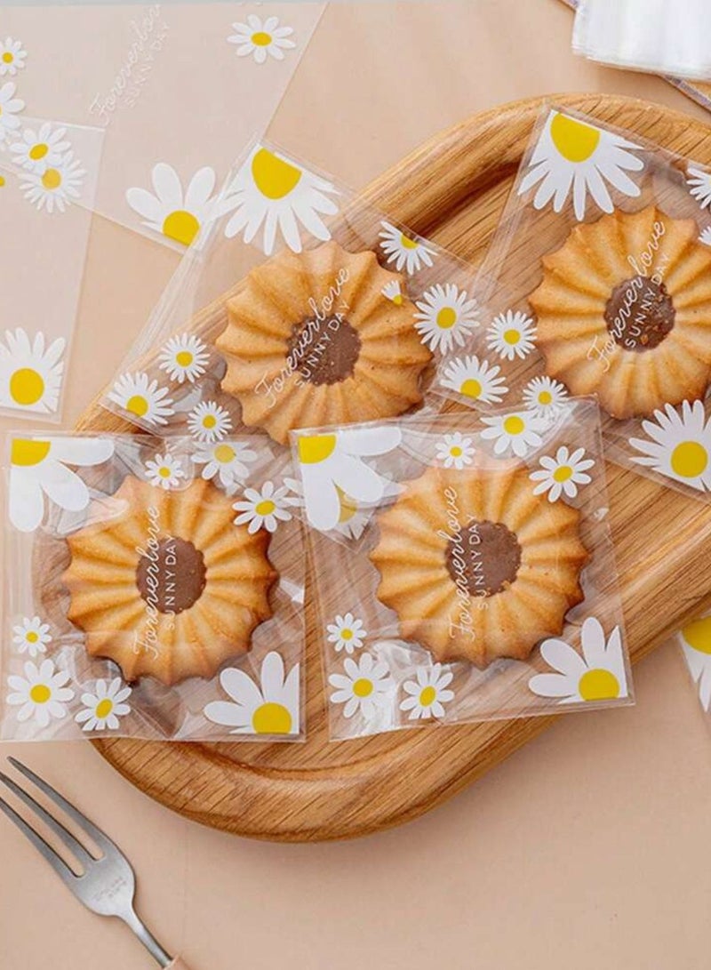 100Pcs Clear Cookie & Candy Bags with Daisy Print – Perfect for Cookies, Chocolates, Baked Goods, Party Favors and Gift Packaging - Image 4