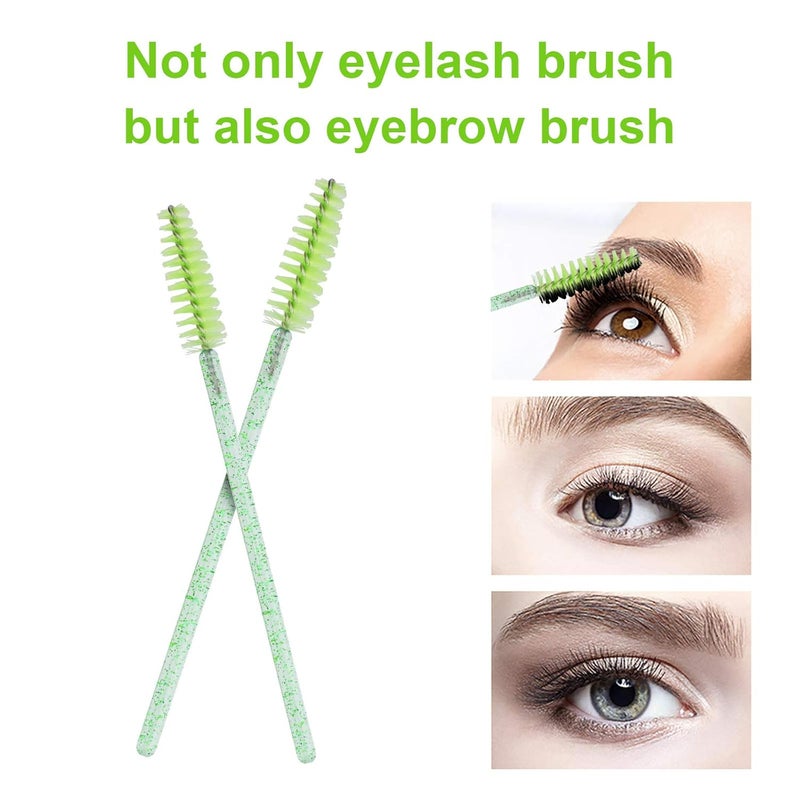 CHEFBEE 100PCS Disposable Eyelash Brush, Mascara Wands Makeup Brushes Applicators Kits for Eyelash Extensions and Eyebrow with Container (Green) - Image 3