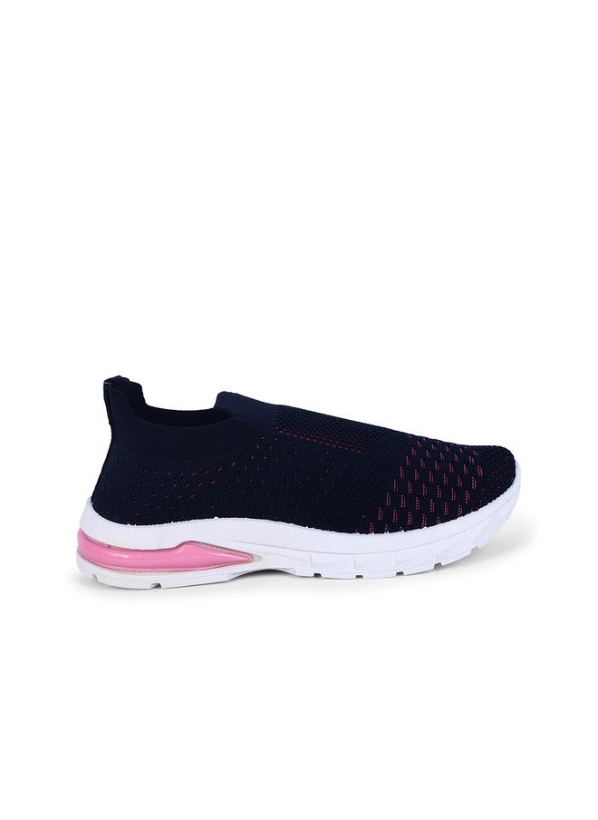 KATS Girls Lightweight Slip-On Sneakers with Perforations in Navy Blue - Image 3