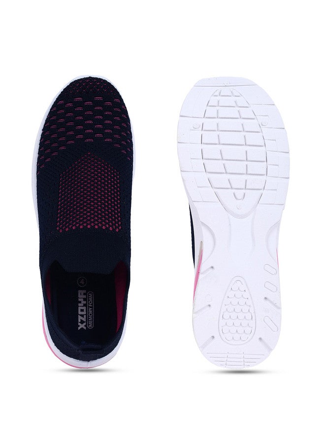 KATS Girls Lightweight Slip-On Sneakers with Perforations in Navy Blue - Image 4