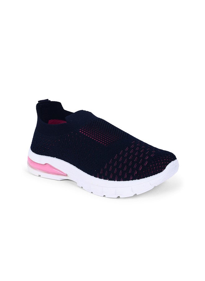 KATS Girls Lightweight Slip-On Sneakers with Perforations in Navy Blue - Image 2