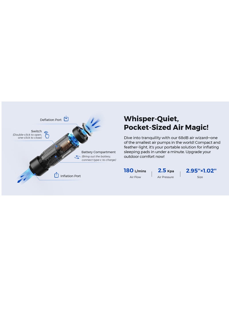 FLEXTAIL - FLEXTAILGEAR ZERO PUMP 34g Portable Air Pump for Inflatables with a Rechargeable Battery, Ultra Mini Electric Pump - Image 1