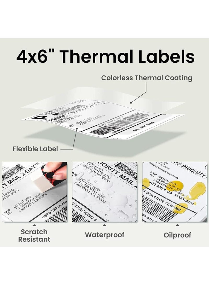 phomemo 4x6 Thermal Direct Shipping Label, 4''x 6'' Fan-Fold Labels, Compatible with Rollo, MUNBYN, Zebra, Fargo Label Printer, 1 Pack of 500 Labels (White) - Image 2