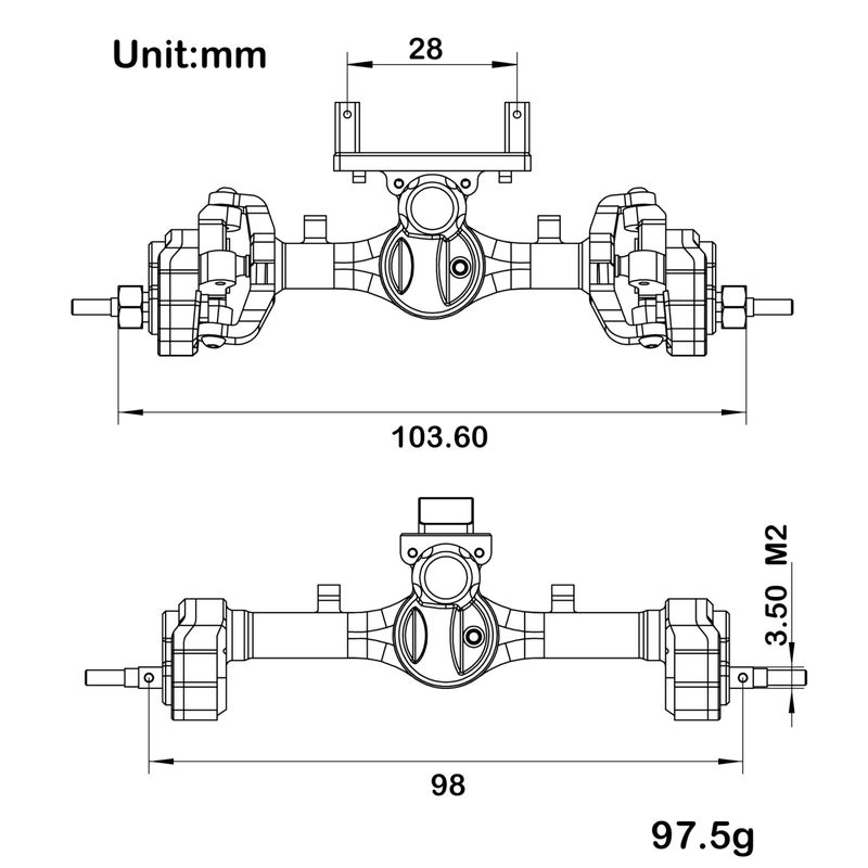 MEUS Racing +6.2mm SCX24 Portal Axles for Axial 1/24 SCX24 RC Crawler (Silver) - Image 2