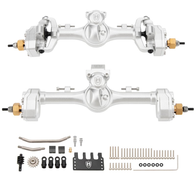 MEUS Racing +6.2mm SCX24 Portal Axles for Axial 1/24 SCX24 RC Crawler (Silver) - Image 1