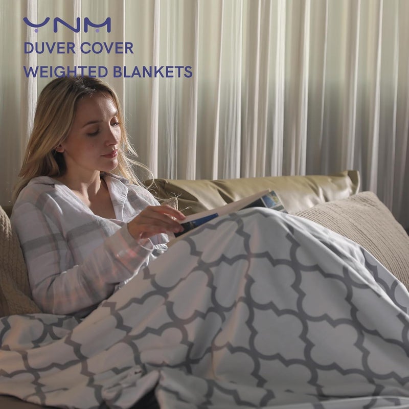 YnM Fuzzy Duvet Cover for Weighted Blankets (Lattice Scroll 80''x87'') - Image 2