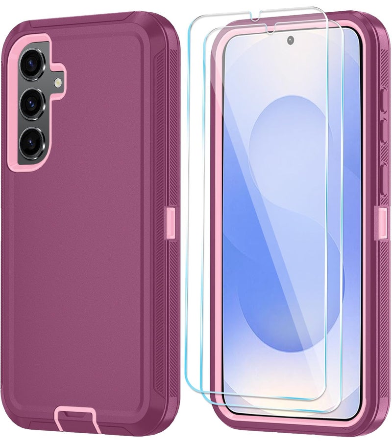 ONOLA Case for Samsung Galaxy S25 S25 Plus Case with HD Screen Protector Not fit S25 S25 Ultra 3 in 1 Heavy Duty Phone Case for Galaxy S25 Plus 67WineRedPink - Image 3