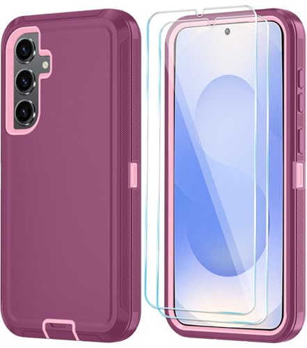 ONOLA Case for Samsung Galaxy S25 S25 Plus Case with HD Screen Protector Not fit S25 S25 Ultra 3 in 1 Heavy Duty Phone Case for Galaxy S25 Plus 67WineRedPink - Image 1