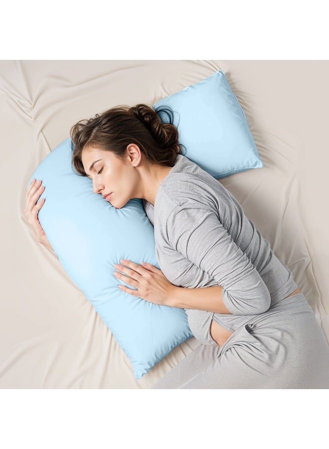 Rest Maternity V-Shaped Extra Smooth Pillow 70X70Cm Suitable For Neck And Back Support Sleeper Pillow Head Support Microfiber Pain Relief Blue  - Image 1