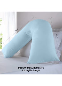 Rest Maternity V-Shaped Extra Smooth Pillow 70X70Cm Suitable For Neck And Back Support Sleeper Pillow Head Support Microfiber Pain Relief Blue  - Image 3