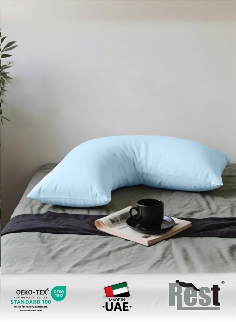 REST Maternity V-Shaped Extra Smooth Pillow 70x70cm Suitable for Neck and Back Support Sleeper Pillow Head Support Microfiber Pain Relief  Blue - Image 4