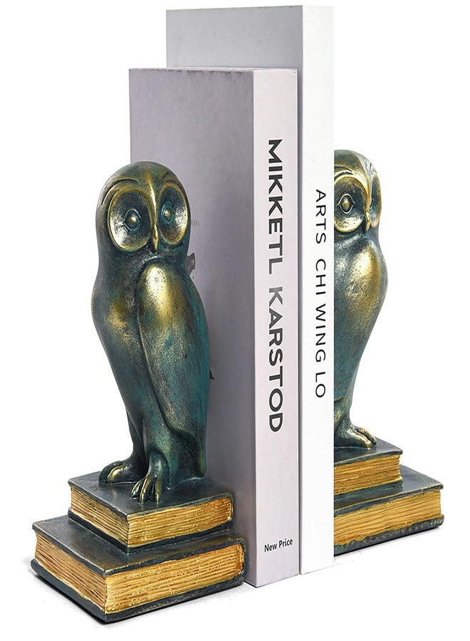 Kakizzy Book Ends for Shelves, Owl Decorative Bookends Bronze Bird Book Stopper Unique Kids Book Holders with Anti-Slip Base Luxurious Bookends for Kids Rooms Office Home Decor(Bronze) - Image 1