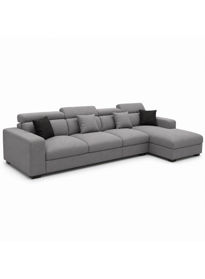 Malazhouse Beech Wood and Linen Fabric L-Shape Sofa - Image 4