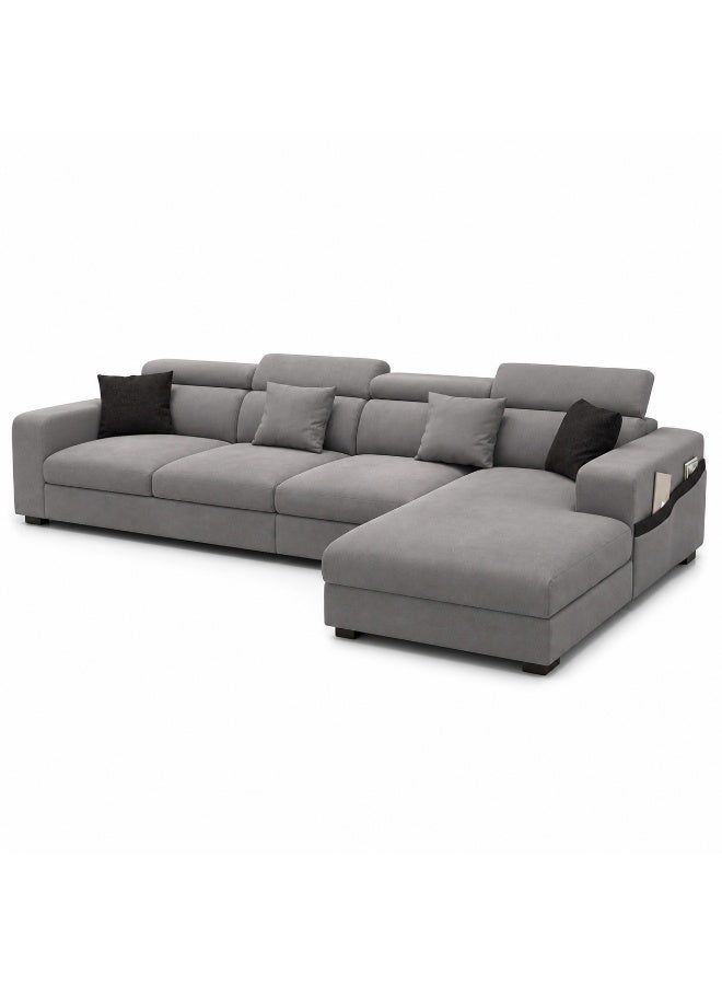 Malazhouse Beech Wood and Linen Fabric L-Shape Sofa - Image 3