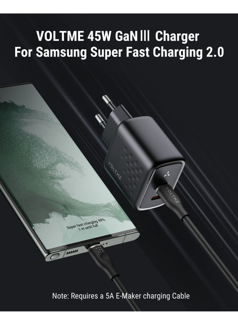 VOLTME Revo 45W, GaN PPS Dual USB C Fast Charger Super Fast Charging 2.0, Foldable Charger Compatible with iPhone 17/16/15/14Series, Galaxy S24/S23/S22 Series, MacBook Air, Black - Image 4