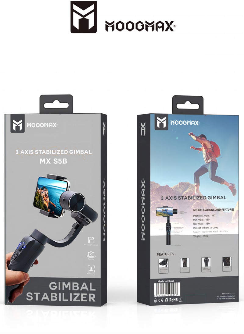 MOOGMAX - ِ3-Axis Gimbal Stabilizer for smartphone, with easy control and an application to control it from your smartphone (The vibration damper must be adjusted before using it each time. in black color ) - Image 1
