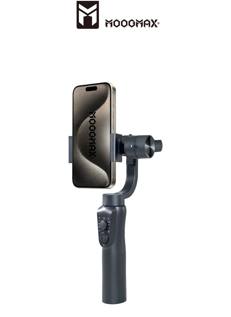 MOOGMAX - ِ3-Axis Gimbal Stabilizer for smartphone, with easy control and an application to control it from your smartphone (The vibration damper must be adjusted before using it each time. in black color ) - Image 1