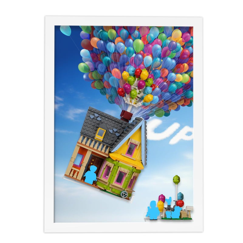 DALDED Wall Board for Lego 43217 â€˜Upâ€™ House, UP-Themed Wall Mount Showcase Your Model House with Cloud & Balloon Backdrop, Includes Acrylic Stands, Ready to Hang (Model not Included) - Image 1