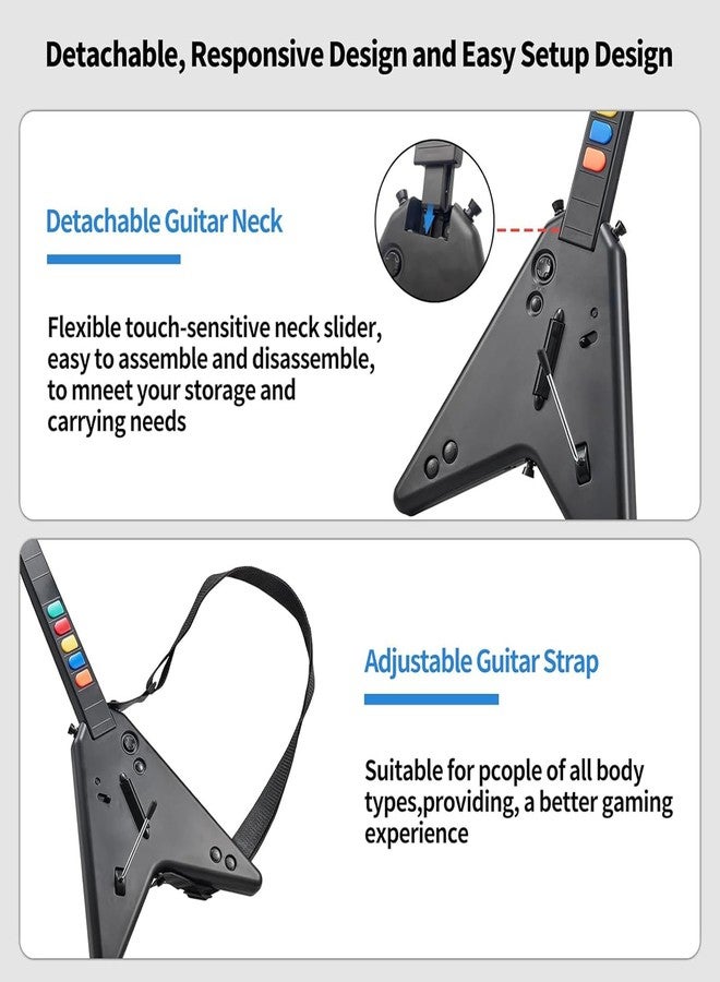 DOYO وحدة تحكم DOYO PC اللاسلكية لجيتار هيرو مع دونجل لـ PS3، PS4/بلاي ستيشن 4، متوافقة مع جيتار هيرو و روك باند، توصيل وتشغيل - Image 4