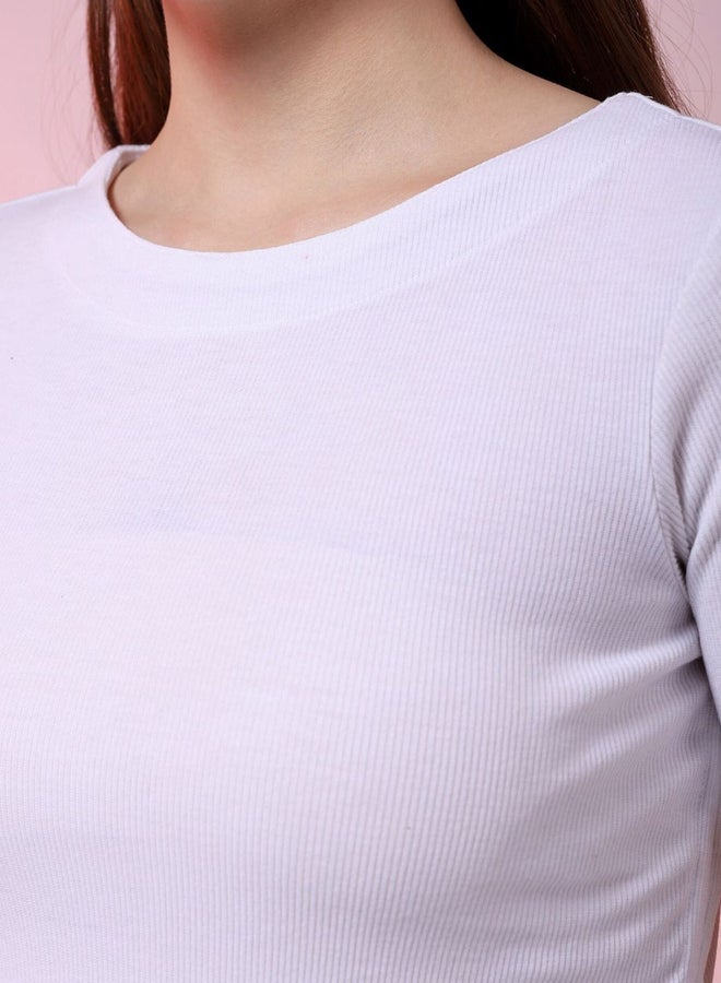 Freehand Women White Ribbed Ruched Top - Image 2