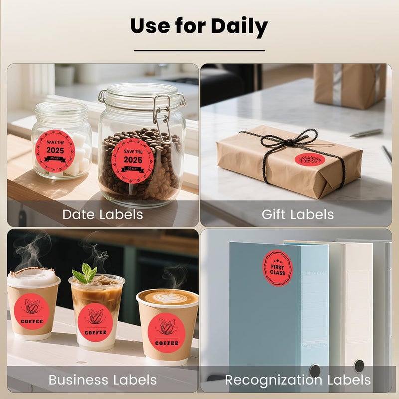 FINDAT Red Thermal Labels 3 Inch Vinyl Round Self-Adhesive Stickers Waterproof Circle Printer Decals for Business Address Barcode DIY Design 500 PCS - Image 5