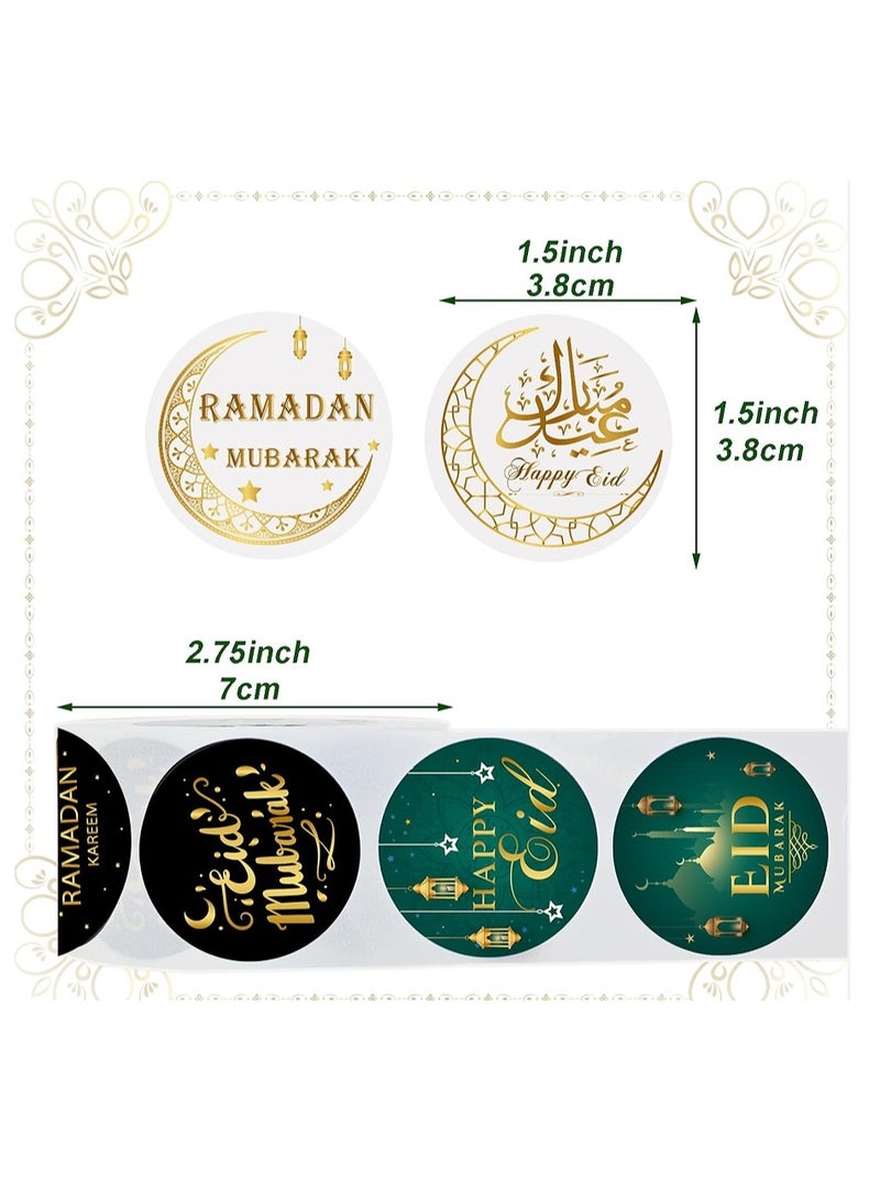 OASIS-TH 500Pcs Ramadan Kareem Adhensive Stickers Eid Mubarak Perforated Roll Sticker Gift Tag  - Image 5